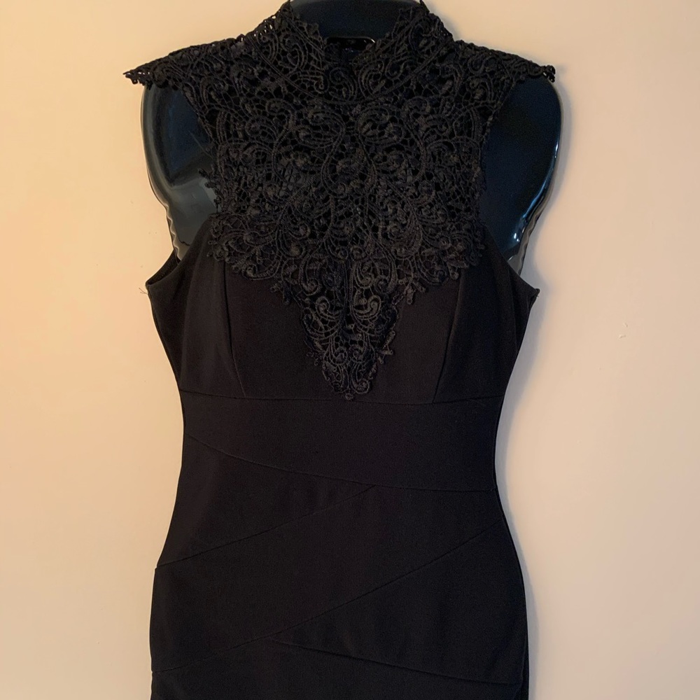 LBD with High Neck Lace Detail